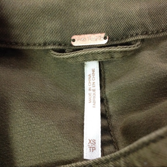 Free People Denim Fringed Military Peplum Jacket - Picture 4 of 7